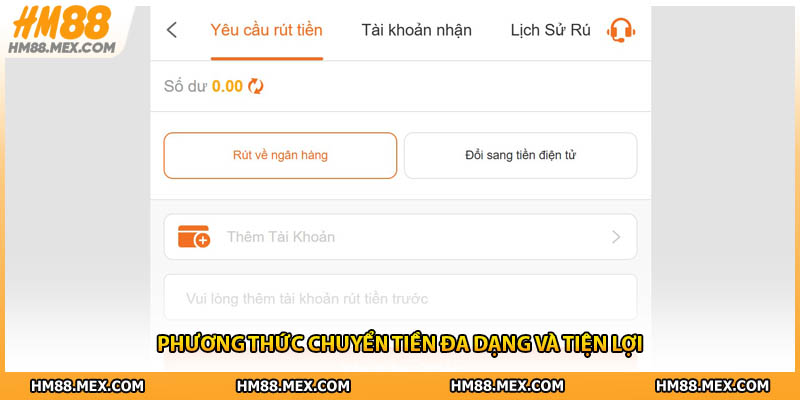 Phương thức chuyển tiền đa dạng và tiện lợi